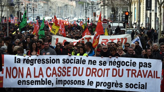 Manifestation contre la loi Travail le 9 mars 2016 à Marseille.