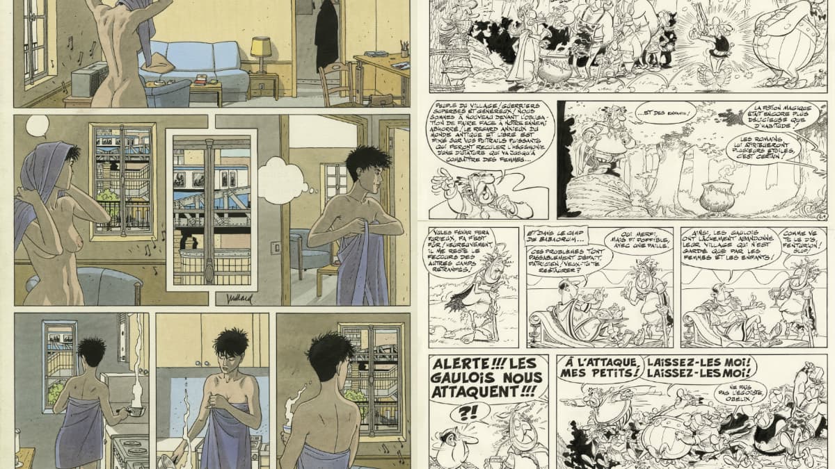 Des planches d'André Juillard et d'Albert Uderzo