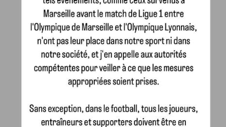 Le message de Gianni Infantino après les incidents entre l'OM et l'OL.