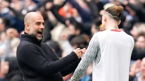 Manchester City-Liverpool : la joie de Pep Guardiola devant Kostas Tsimikas