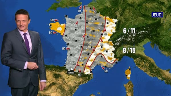 La carte de France du temps prévu jeudi.