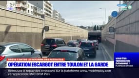 Réforme des retraites: une opération escargot entre Toulon et La Garde