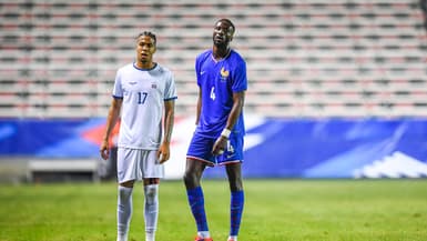 Chrislain Matsima lors du match de préparation aux JO entre la France et la République dominicaine (7-0), le 11 juillet 2024