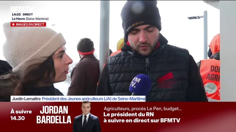 Barrage filtrant des agriculteurs: "C'est légitime de mener cette action", souligne le président des Jeunes agriculteurs de Seine-Maritime