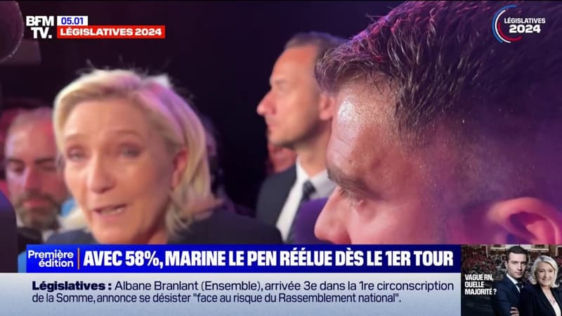 Législatives: Marine Le Pen réélue dès le 1er tour avec 58% des suffrages dans son fief du Pas-de-Calais