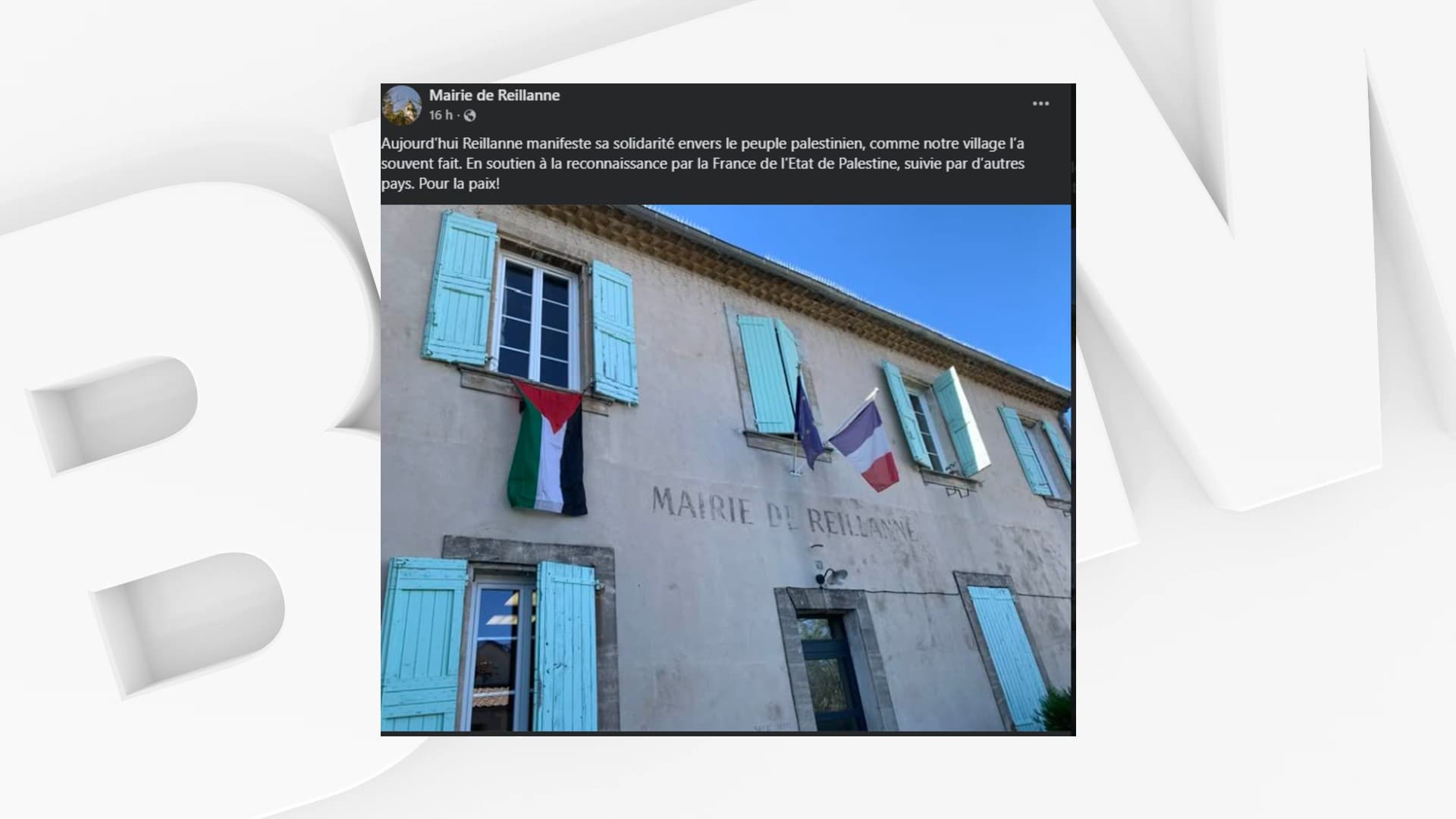 RECONNAISSANCE DE LA PALESTINE: DES MAIRIES DES ALPES-DE-HAUTE-PROVENCE HISSENT LE DRAPEAU PALESTINIEN