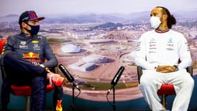 Max Verstappen et Lewis Hamilton en point presse