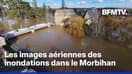 Bretagne: les images aériennes des inondations dans le Morbihan 