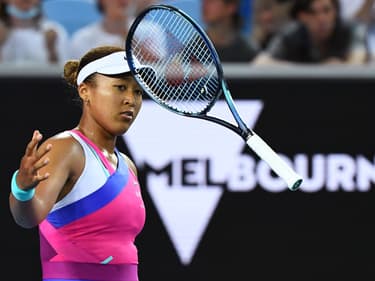 Naomi Osaka pendant son match contre Amanda Anisimova à l'Open d'Australie