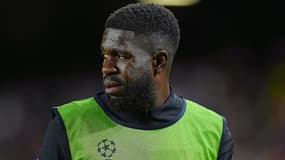 Samuel Umtiti à l'échauffement du Barça en Ligue des champions, octobre 2021
