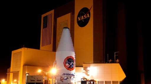 Photo fournie par la NASA de la capsule Cygnus, prise le 14 mars 2016, lors de son acheminement vers la base de Cap Canaveral, en Floride