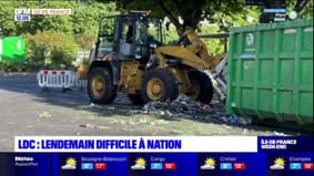 Paris: une mer de déchets à Nation après le passage des supporters anglais 