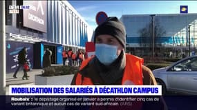Villeneuve d'Ascq: mobilisation devant une enseigne Décathlon pour réclamer des compensations de salaires
