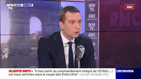 Jordan Bardella sur son poste de président par intérim du Rassemblement national: "Je le fais bénévolement, (...) ça me paraît normal"