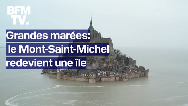 Grandes marées: le Mont-Saint-Michel redevient une île pour quelques heures