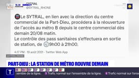 Part-Dieu : la station de métro rouvre demain 