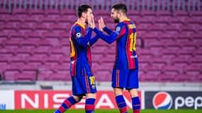 Lionel Messi et Jordi Alba, à Barcelone le 16 février 2021