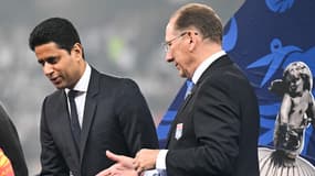 Nasser Al-Khelaïfi et John Textor en finale de la Coupe de France, à Lille le 25 mai 2024