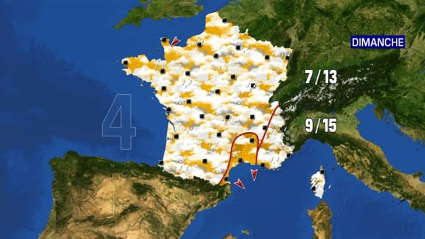 La carte de France de la météo de dimanche.