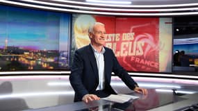 Didier Deschamps sur le plateau du JT de TF1, à Boulogne-Billancourt le 17 mai 2018