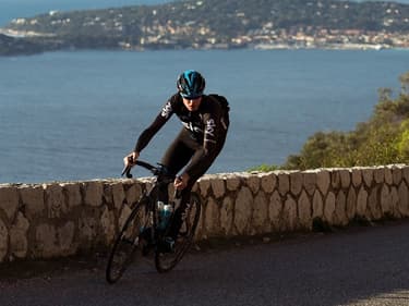 Chris Froome sur la route de la Turbie, à proximité de Monaco, en 2017