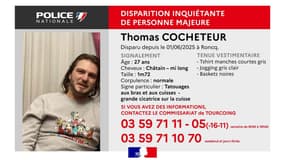 Thomas Cocheteur est porté disparu depuis le 1er juin 2025. 