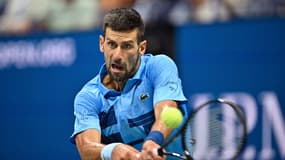 Novak Djokovic face à Alexei Popyrin lors du 3e tour de l'US Open, le 31 aout 2024.