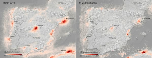 Les niveaux de dioxyde d'azote en Espagne