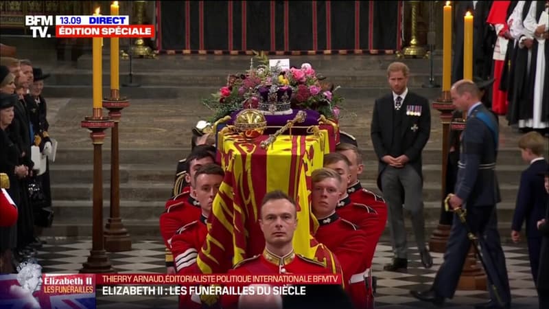 Funérailles d'Elizabeth II: le cercueil quitte l'abbaye de Westminster