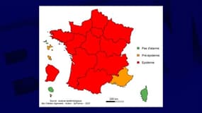 Niveau d'alerte régional de la bronchiolite chez les enfants de moins de 2 ans en France, semaine 41/2022.