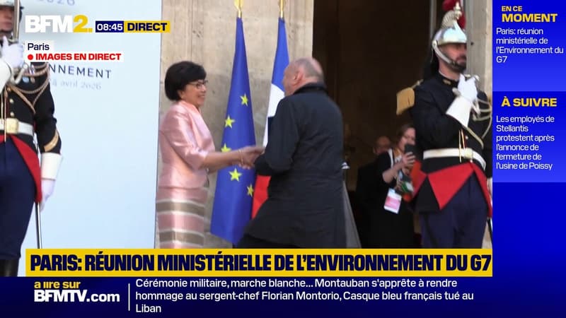 La ministre de la Transition écologique, Monique Barbut, accueille ses homologues du G7 pour un sommet consacré à l'Environnement à Paris