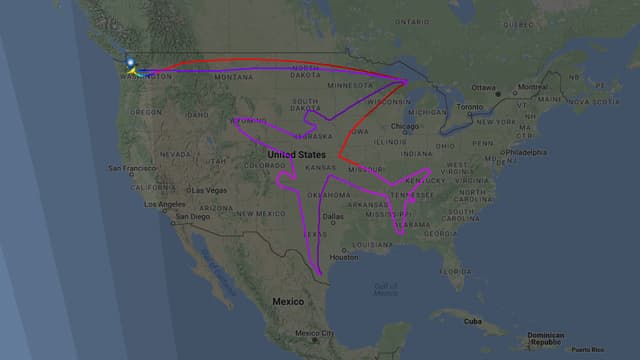 Le parcours du Boeing sur le site FlightRadar24.