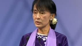 Aung San Suu Kyi lors de son passage en Suisse.