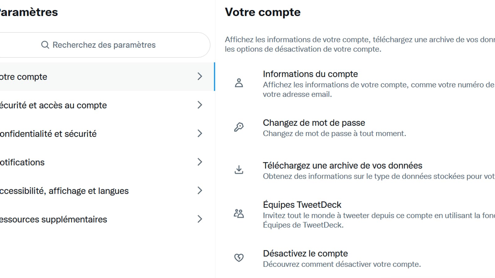 La fonction permettant de télécharger ses archives sur Twitter.