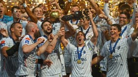 La joie des Montpelliérains lors de la remise du trophée de la Ligue des champions
