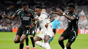 Thomas Partey (à gauche) lors du match Real Madrid-Arsenal, le 16/04/2025