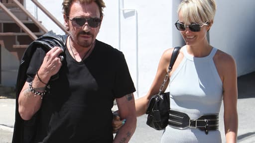 Johnny Hallyday et sa femme Laetitia