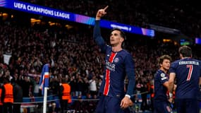 Fabian Ruiz célèbre son premier but en Ligue des champions, le 7 mai 2025 au Parc des Princes