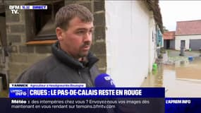 "Je n'ai jamais connu ça": Yannick, agriculteur à Hesdigneul-lès-Boulogne (Pas-de-Calais), a dû évacuer ses bêtes de leur étable face à la menace de la montée des eaux