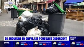 Paris: les éboueurs restent en grève, les poubelles débordent dans le 9ème