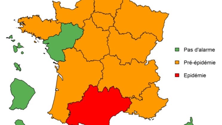 Carte épidémiologique du virus de la grippe en France sur la première semaine de l'année 2019 Carte épidémiologique du virus de la grippe en France sur la première semaine de l'année 2019