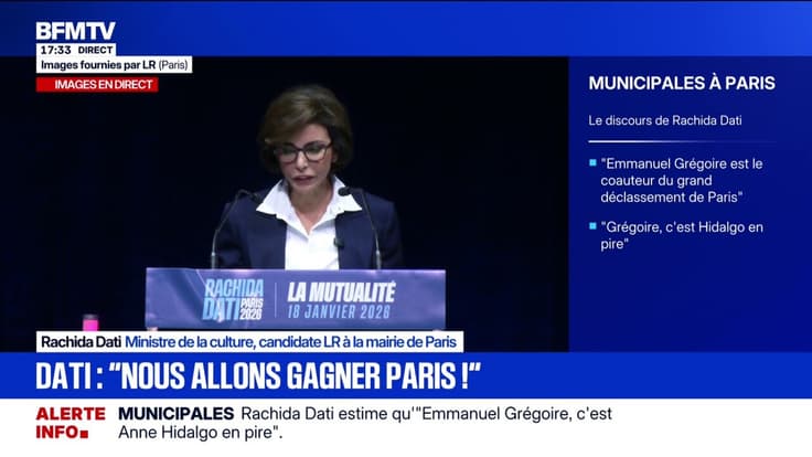 Élection municipale: "Nous allons gagner Paris !", déclare Rachida Dati, ministre de la Culture et candidate LR à la mairie de Paris