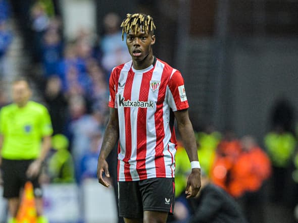 Nico Williams lors du match Glasgow Rangers-Athletic Bilbao (0-0, Ligue Europa), le 10 avril 2025