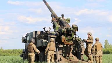 Un canon Caesar envoyé par Paris aux forces ukrainiennes, posté le 28 mai 2022
