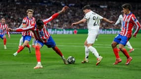 Brahim Diaz fait danser José Maria Gimenez lors du 8e de finale aller de Ligue des champions entre le Real Madrid et l'Atlético - le 04/03/2025