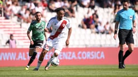 Tim Jabol, joueur de l'AC Ajaccio, 13 avril 2024