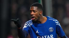 La célébration d'Ousmane Dembélé dédiée à l'artiste Noah Lunsi après son but lors de Brest-PSG (0-3, Ligue des champions), le 11 février 2025